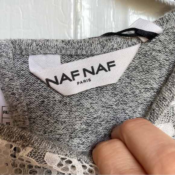 NAF NAF Gray and White Lace Sweater XS - Picture 2 of 11